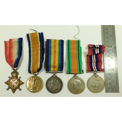 WW1 WWII World War I & II Mons Star Medal Group Of Five E. Jeeps RGA 22530