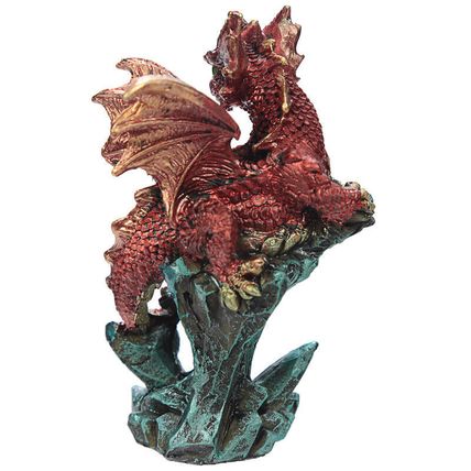 Mini Rock Crystal Enchanted Nightmare Dragon Figurine Statue Blue Red