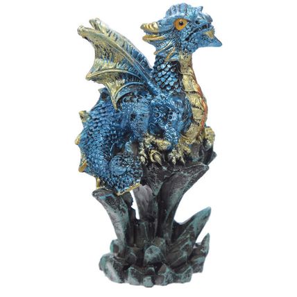 Mini Rock Crystal Enchanted Nightmare Dragon Figurine Statue Blue Red