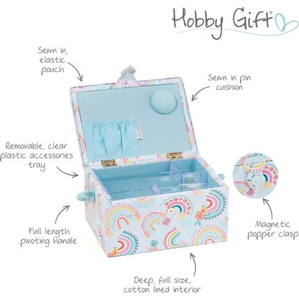 HobbyGift Medium Sewing Box - Rainbow - Crafts Sewing Storage