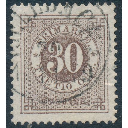 Sweden Facit 0035a/Scott 35, 30ö brown Ringtyp p.13, XF fresh Used