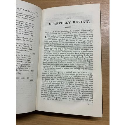 RARE* 1830 "THE QUARTERLY REVIEW" VOL 42 JAN & MARCH 1830 ANTIQUE BOOK (P4) AA