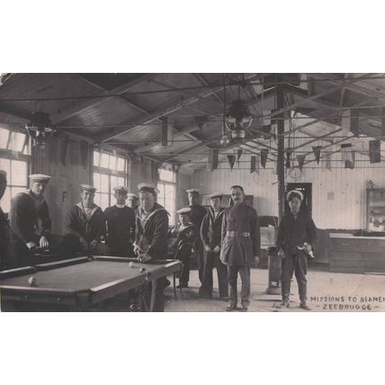 Soldiers Billiards Game Missions To Seamen Zeebrugge Military Hand Signed Old Po