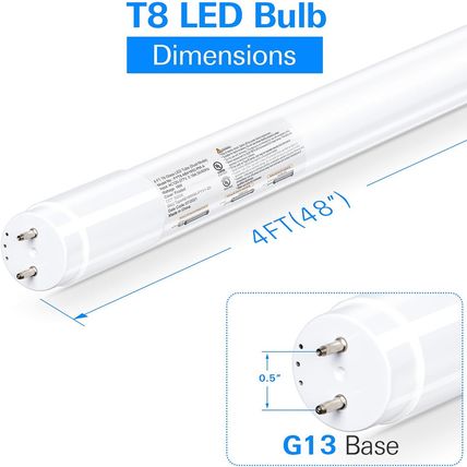 Hykolity 20 Pack 4FT LED T8 Hybrid Type A+B Light Tube, 18W, Plug & Play or Ball