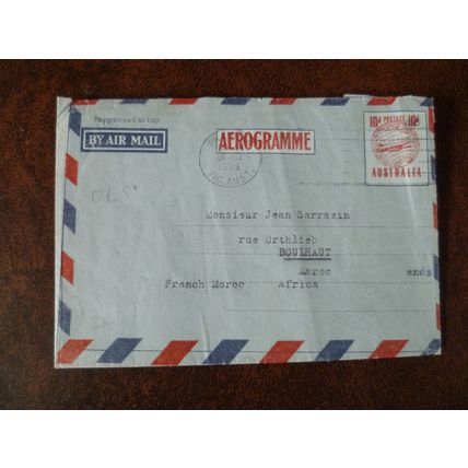 Australia 1956 Letter Aerogramme 10d Windsor Boulhaut Morocco Air Mail Sarrazin