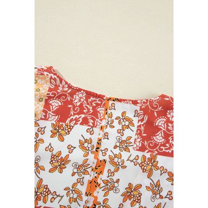White Boho Patchwork Floral Open Front Kimono