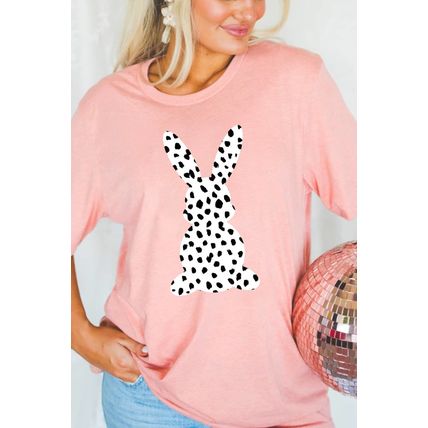 Pink Spotty Bunny Printed Easter Fashion T Shirt