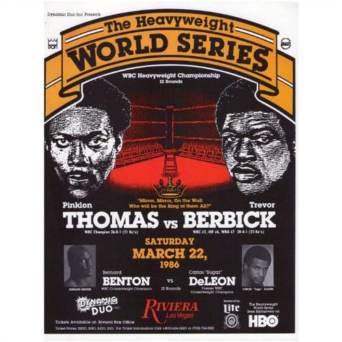 Boxing Programme-1986 March 22. Pinklon Thomas vs Trevor Berbick WBC Heavy Title