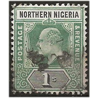 Northern Nigeria 1902 SG16 1/- Green & Black Fine Used . ..