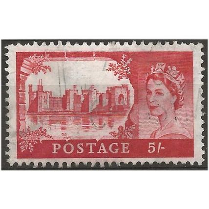 1955 SG537 5/- Rose-Carmine Waterlow Castle Very Fine Used . .. .