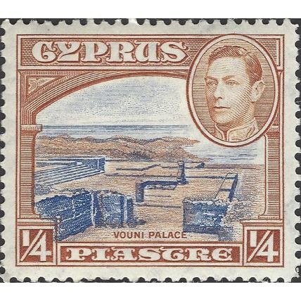 CYPRUS, King George VI, Ruins of Vouni Palace, orange 1938, ¼piastre