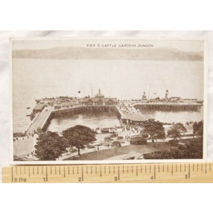 vintage postcard Pier & Castle Gardens, Dunoon