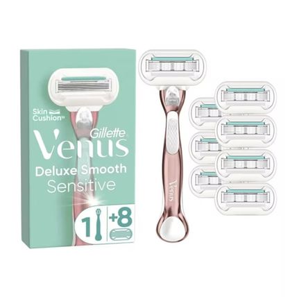 Gillette Venus Deluxe Smooth Sensitive RoseGold Razor with 8 Blades [New&Sealed]