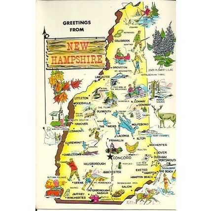 United States NEW HAMPSHIRE Map Postcard (Eastern N-5000)
