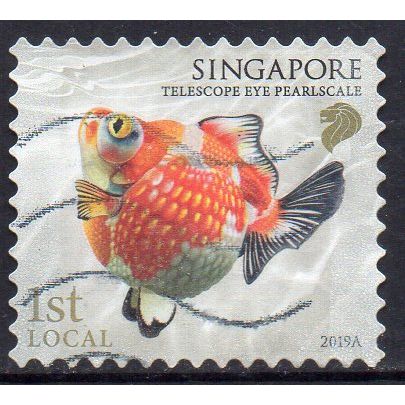 Singapore 2019 Fish Definitives - Telescope Eye Pearlscale 1st Local s/a Used