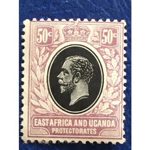 East Africa & Uganda KGV 1912 50c Black & Lilac Mounted Mint MM SG 51 stamp