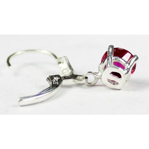 Created Ruby, 925 Sterling Silver Leverback Earrings, SE017