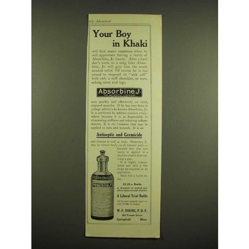 1918 Absorbine Jr. Antiseptic Ad - Your boy in Khaki
