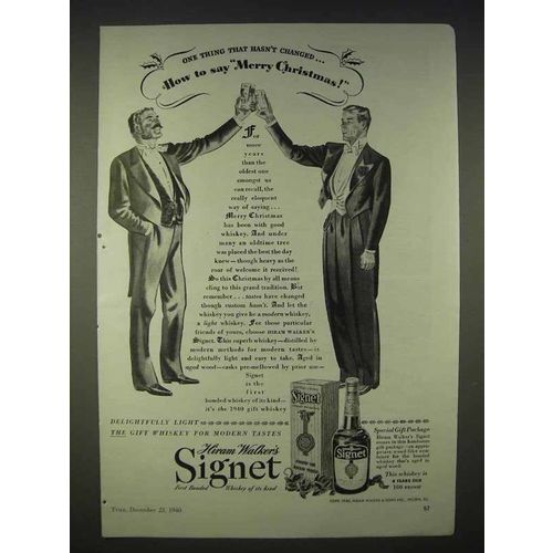 1940 Hiram Walker's Signet Whiskey Ad - Christmas