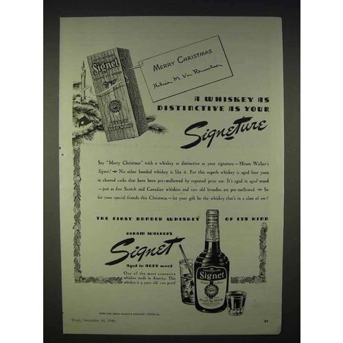 1940 Hiram Walker's Signet Whiskey Ad - Distinctive