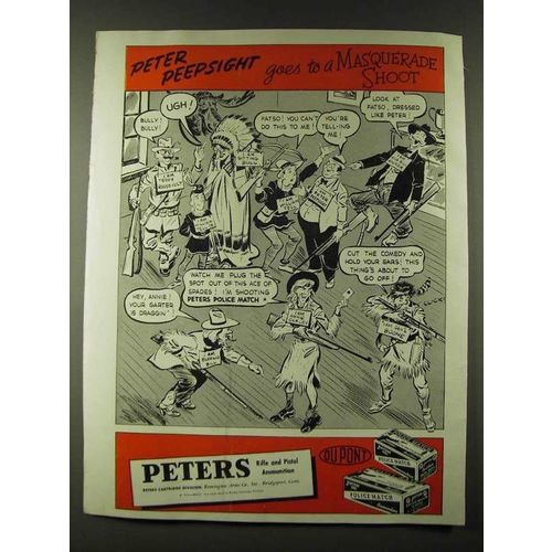 1945 Peters Police Match Ammunition Ad - Peter Peepsight goes to a Masquerade