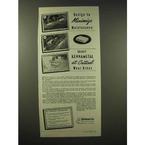 1945 Kennametal Carbide Ad - Minimize Maintenance