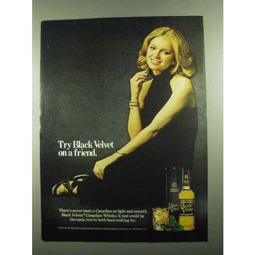1976 Black Velvet Canadian Whisky Ad - Try On a Friend