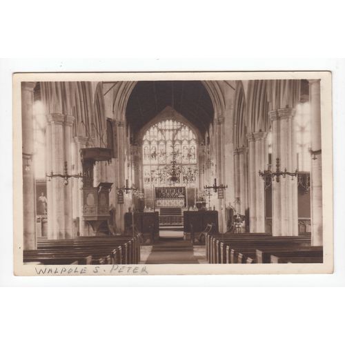 Church Interior Walpole St Peter Postcard Norfolk A