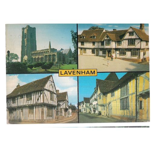 multiview. , LAVENHAM, used vintage postcard 1989 postmark. by Salmon =