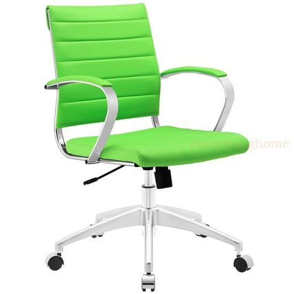 Padded Desk Office Mid Back Chair Rolling Casters Mid-Century Modern - 8 Colors