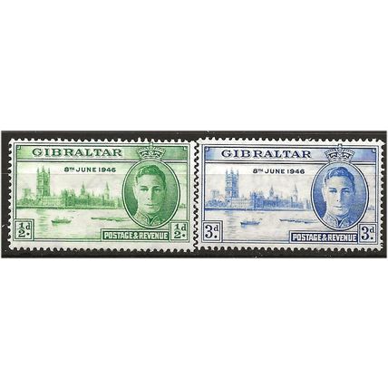 Gibraltar 1946 Victory Set SG132-133 Mounted Mint . .. .