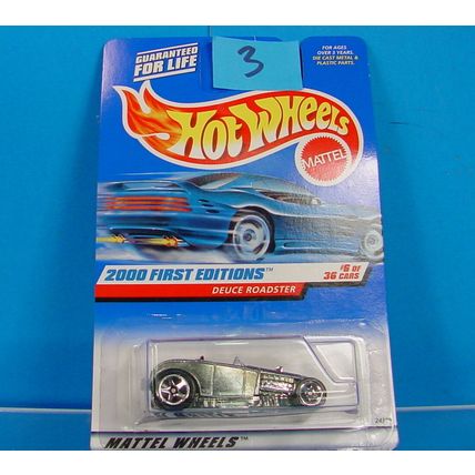 3 HOT WHEELS 2000 FIRST EDTIONS #066 DEUCE ROADSTER #6/36 UNPAINTED NEW ON CARD