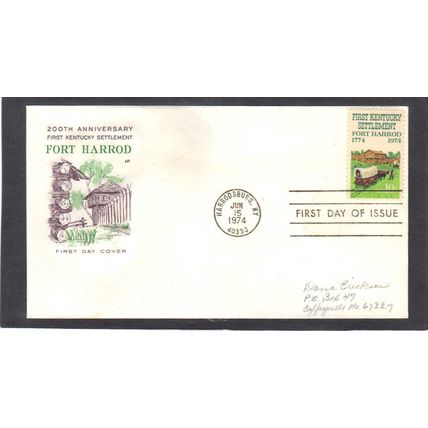 FDC HF 1542 10c Kentucky (Cachet-Penciled/A) CV42237