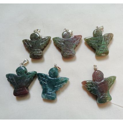 2 Agate Angel Charms Pendants 1x1 inch 25mm With Bail Gemstone