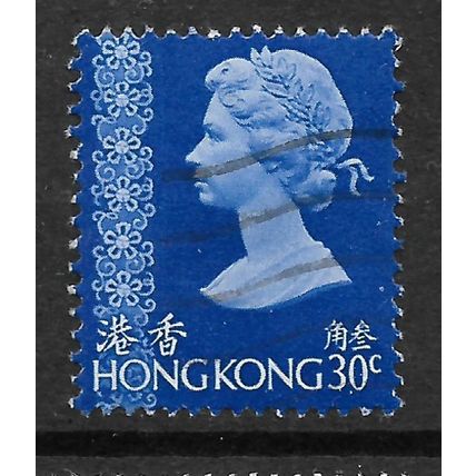 HONG KONG 1973 QEII 30c BLUE SG 315 FINE USED#2