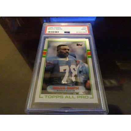 1989 Topps Football Card # 044 Bruce Smith PSA Mint (9) Buffalo Bills