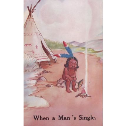 When A Mans Single Red Indian Tent Comic Old Postcard
