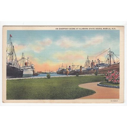 State Docks Mobile Alabama Postcard ALA USA