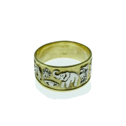 New 14K Gold Ring Band 7 Lucky Horseshoe Clover Eye Elephant Owl 5 Gr Size 8