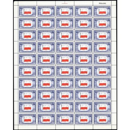 909c, Mint NH 5¢ Reverse Printing of Flag Colors FULL SHEET OF 50 * Stuart Katz