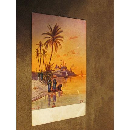 Early Aegypten series Postcard - River Nile scene, Egypt