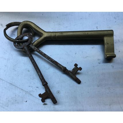 LOT 3 Skeleton Keys steel & solid brass vintage door gate metal
