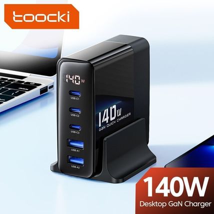 Toocki 140W GaN USB Charger Desktop Charging Station 5 Ports, PD Type-C, UK Plug