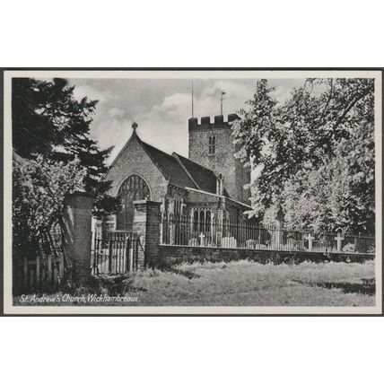 St Andrew's Church, Wickhambreaux, Kent, c.1930s - RAP Co Postcard