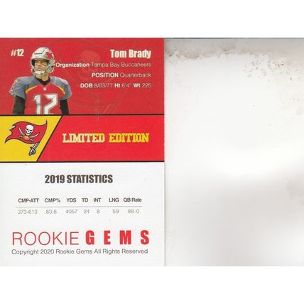TOM BRADY 2020 AUTOGRAPHED TAMPA BAY BUCCANEERS HOF SB CHAMPION MVP QUARTERBACK