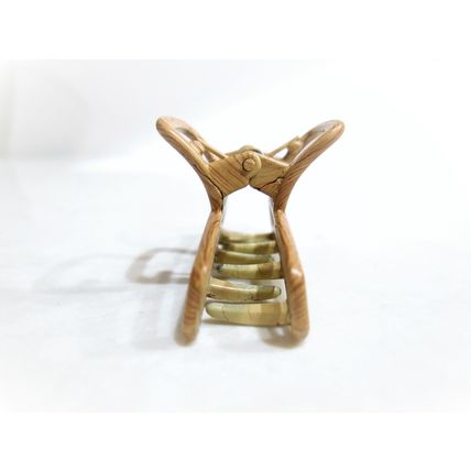 Faux bamboo wood medium/small metal slim hair claw clip for fine hair