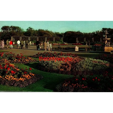 Italian Gardens, Stanley Park, Blackpool, Sanderson Plastichrome, Postcard