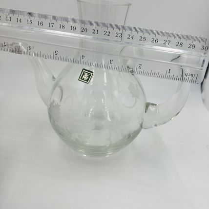 WMF Pitcher Glass Etched Grapes Jug Vintage Germany Home Decor Clear