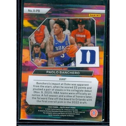 2022-23 Panini Prizm Draft Picks Instant Impact #3 Paolo Banchero