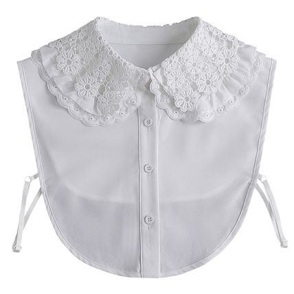 Ladies False Half Collar Fake Shirt Blouse Flower Lace Detachable Collar Bib